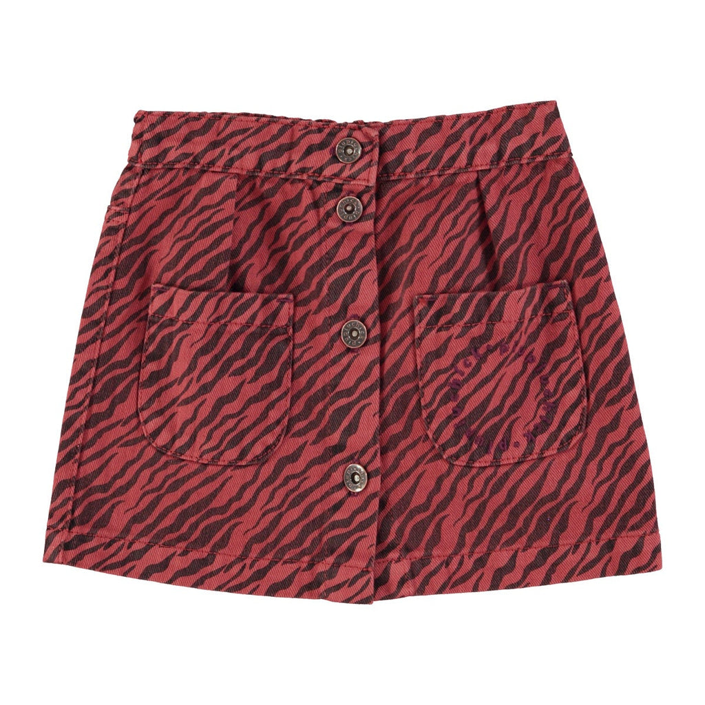 Short Bordeaux skirt with zebra print