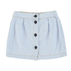 Light blue denim short skirt