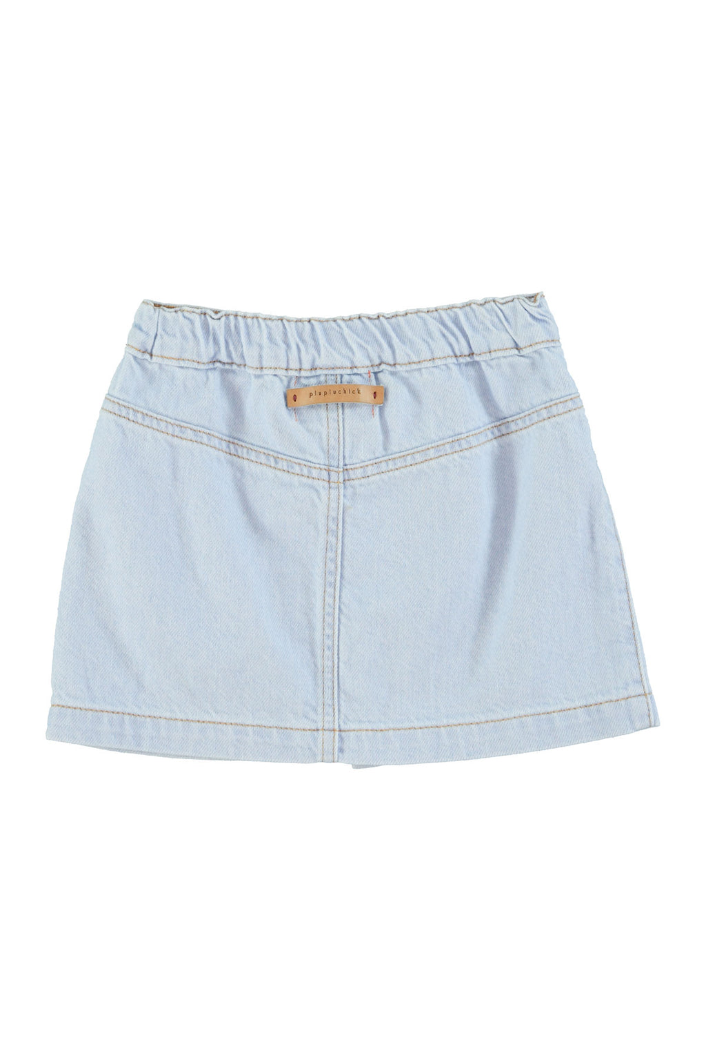 Light blue denim short skirt