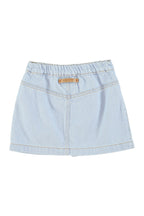 Light blue denim short skirt
