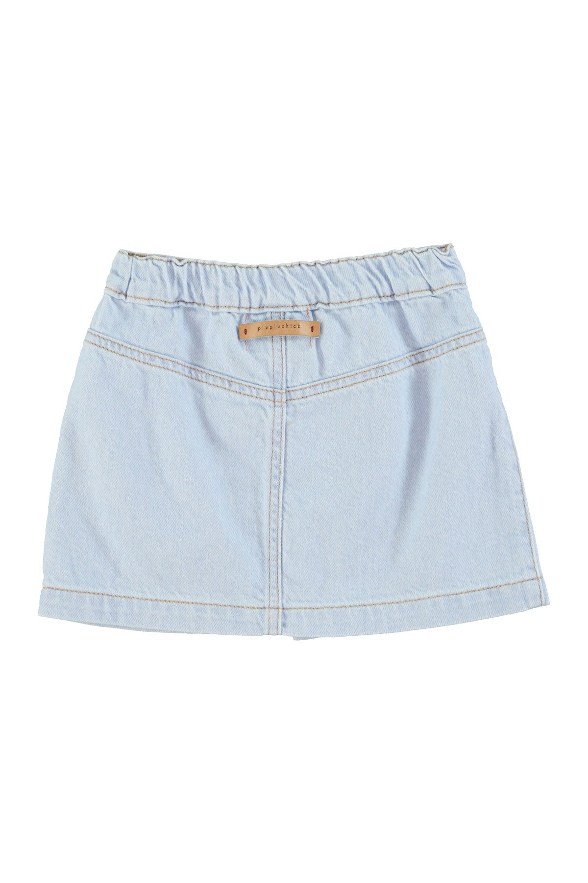 Light blue denim short skirt