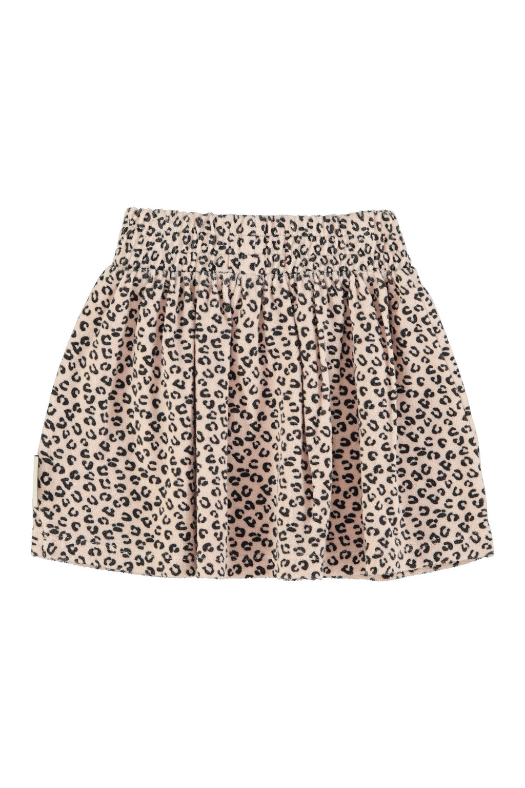 Short pale pink skirt with animal print
