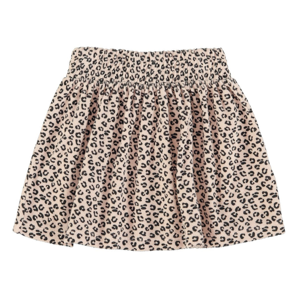 Short pale pink skirt with animal print
