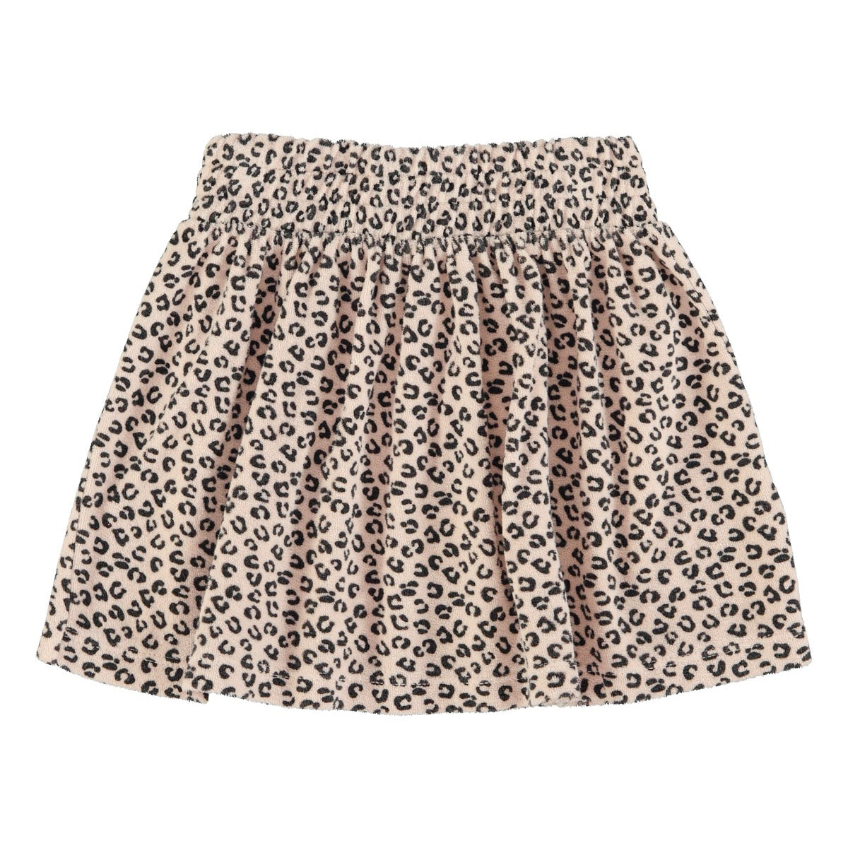Short pale pink skirt with animal print