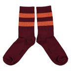 Chaussettes Bordeaux à Rayures Orange
