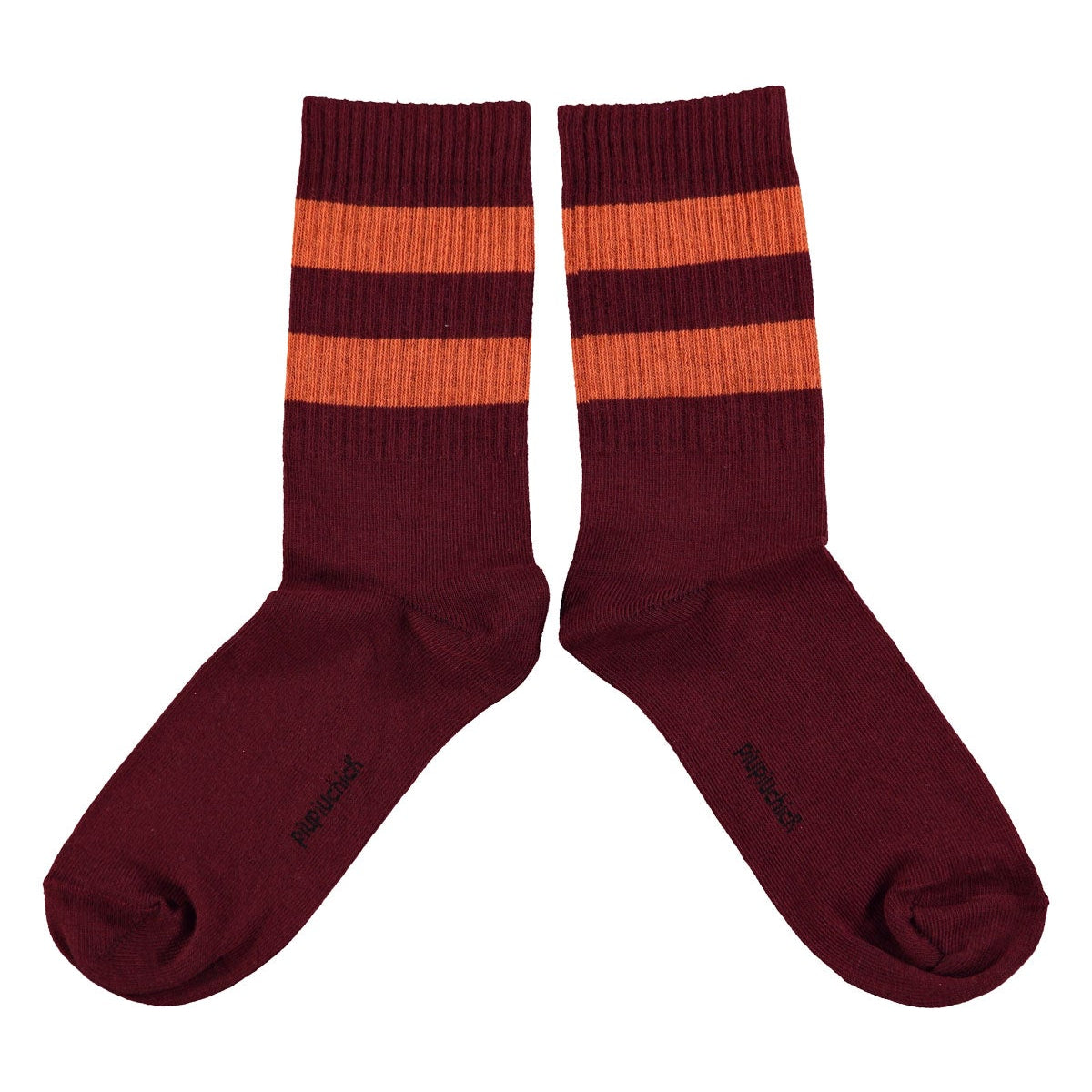 Bordeaux Socks with Orange Stripes 
