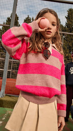 Pull Andrea Rose à Rayures Mipounet pour enfant – vue 2
