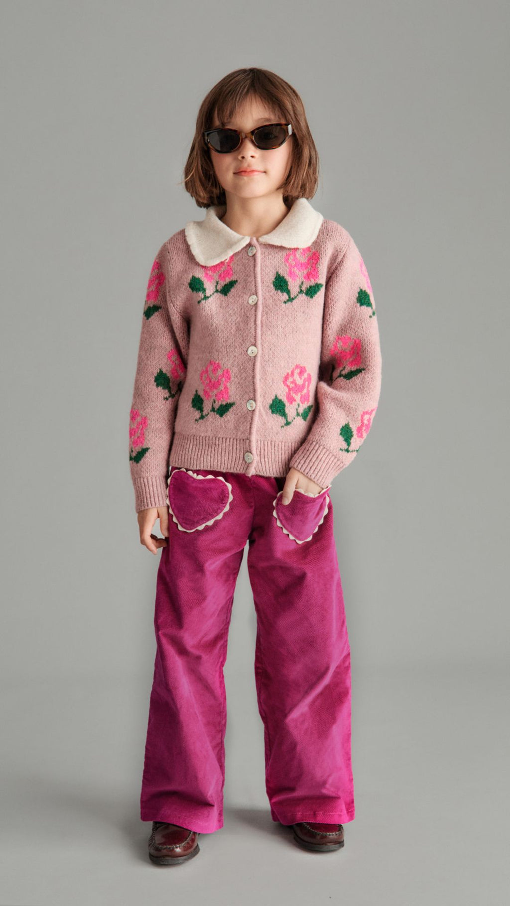 Gilet Rosalina Mauve à Roses Mipounet pour enfant – vue 2