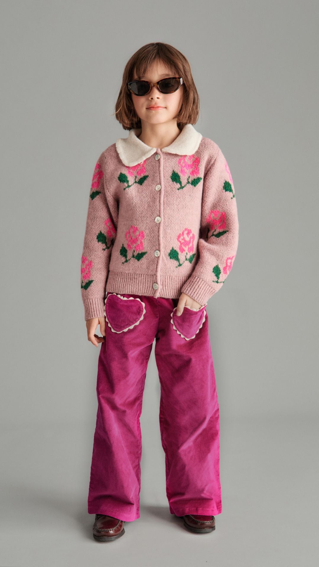 Gilet Rosalina Mauve à Roses Mipounet pour enfant – vue 2