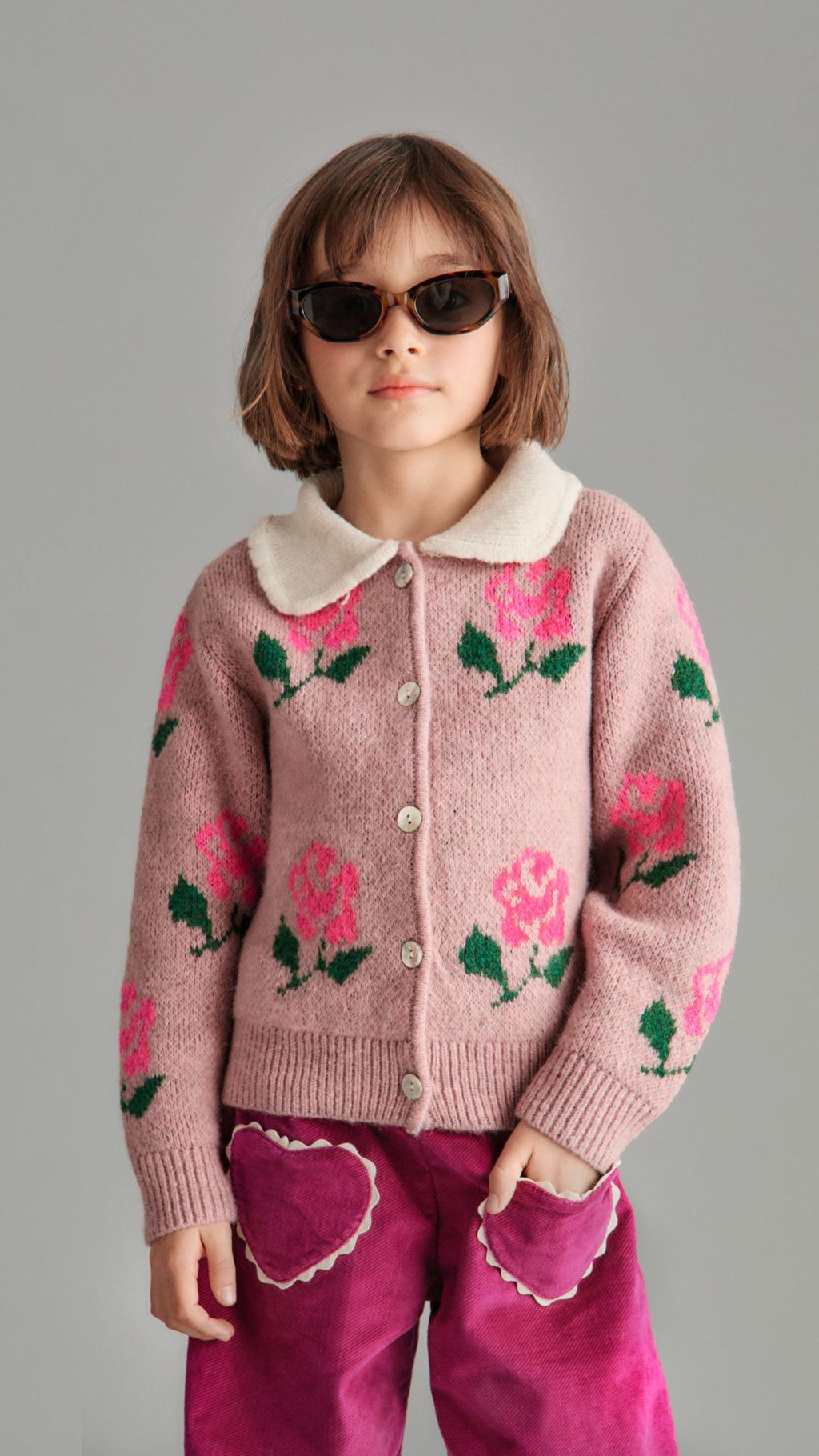 Gilet Rosalina Mauve à Roses Mipounet pour enfant – vue 3