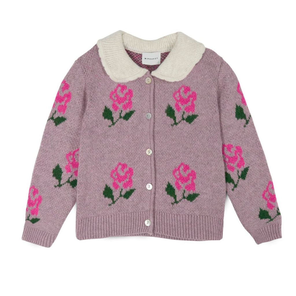Gilet Rosalina Mauve à Roses Mipounet pour enfant