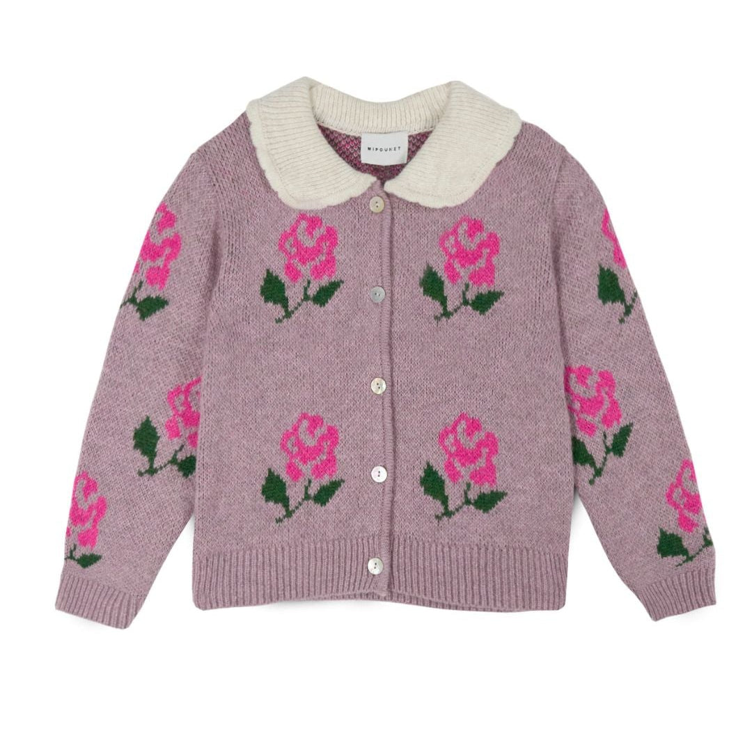 Gilet Rosalina Mauve à Roses Mipounet pour enfant