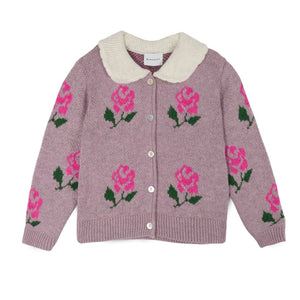 Gilet Rosalina Mauve à Roses