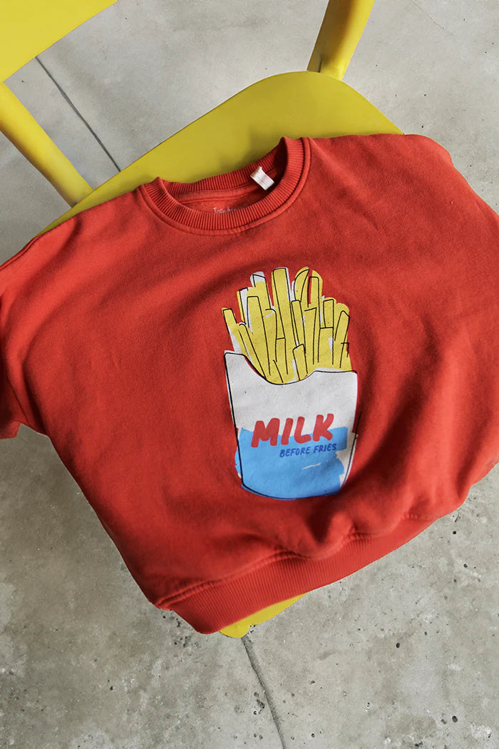 Milk Before Fries Kids sweatshirt