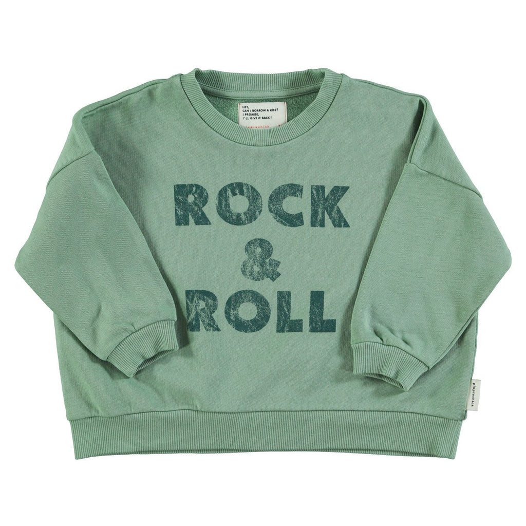 Sweat vert à imprimé "rock & roll"