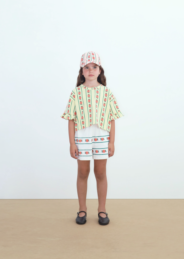 T-shirt Court à Motif de Roses