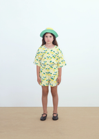 T-shirt en Maille Côtelée à Imprimé Oranges