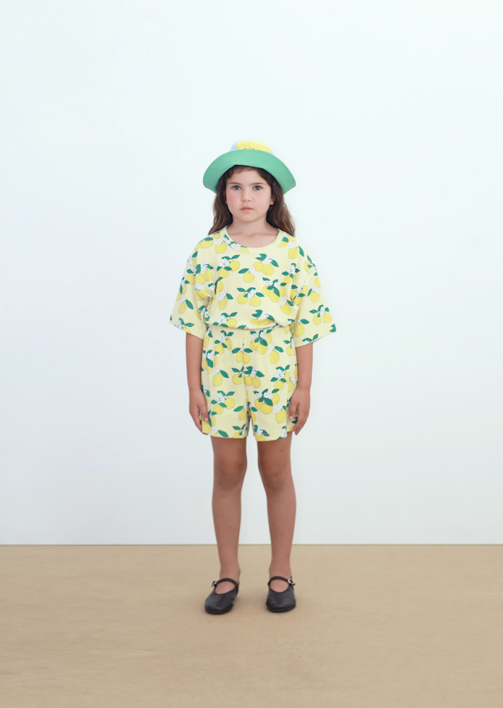 T-shirt en Maille Côtelée à Imprimé Oranges