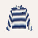 T-shirt col roulé longues manches rayures bleues