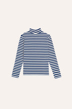 T-shirt col roulé longues manches rayures bleues