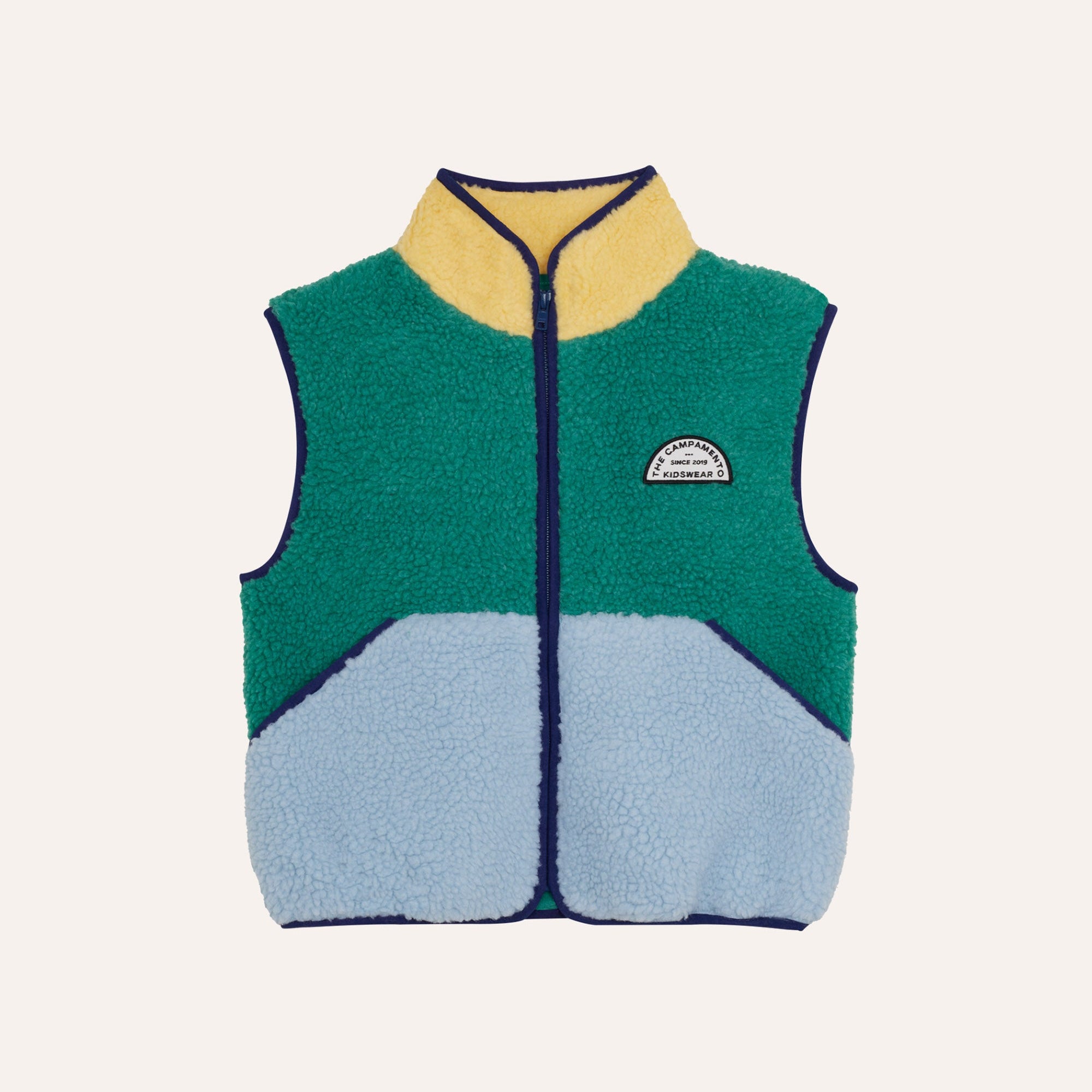 Gilet sans manches sherpa tricolore