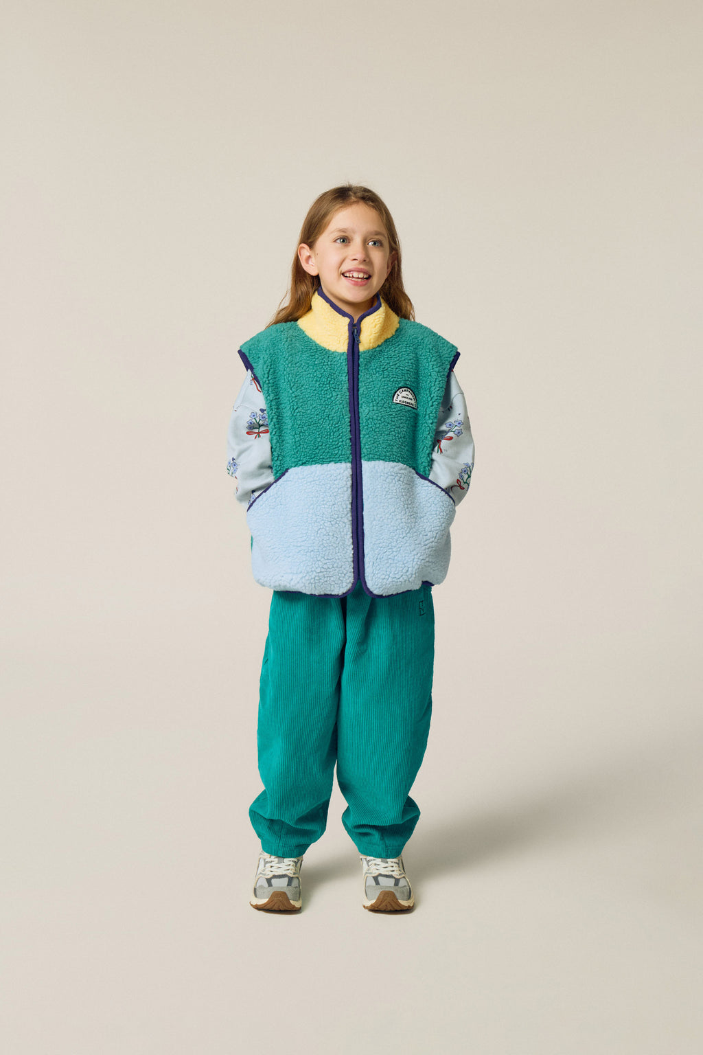 Gilet sans manches sherpa tricolore