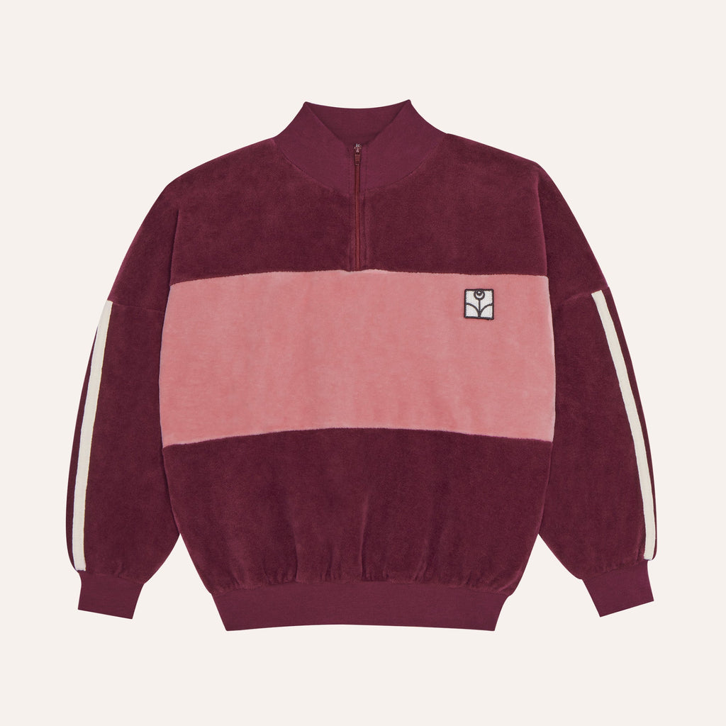 Sweatshirt à blocs de couleur bordeaux
