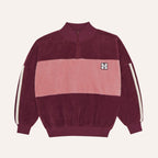 Sweatshirt à blocs de couleur bordeaux