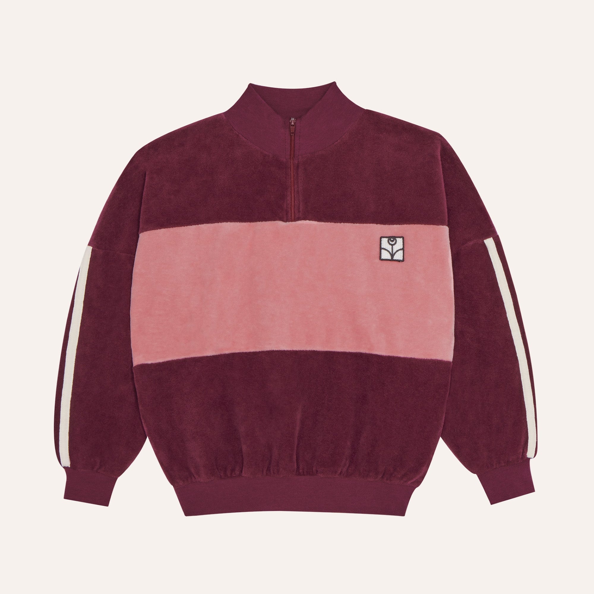 Sweatshirt à blocs de couleur bordeaux