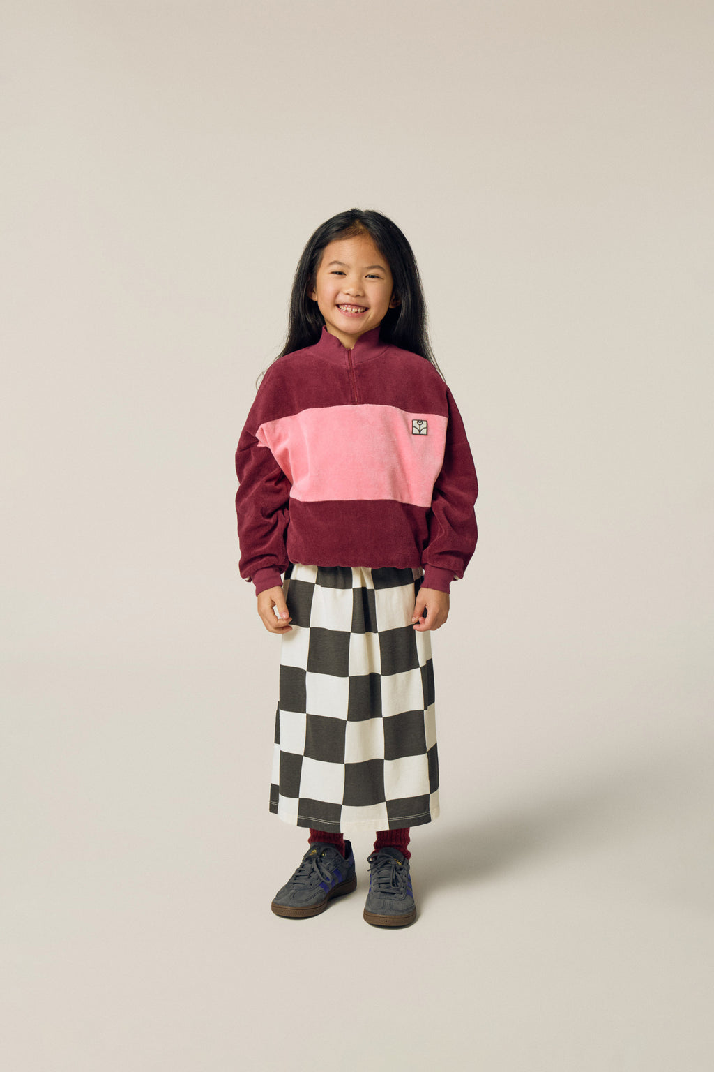 Sweatshirt à blocs de couleur bordeaux