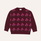 Pull bordeaux à fleurs