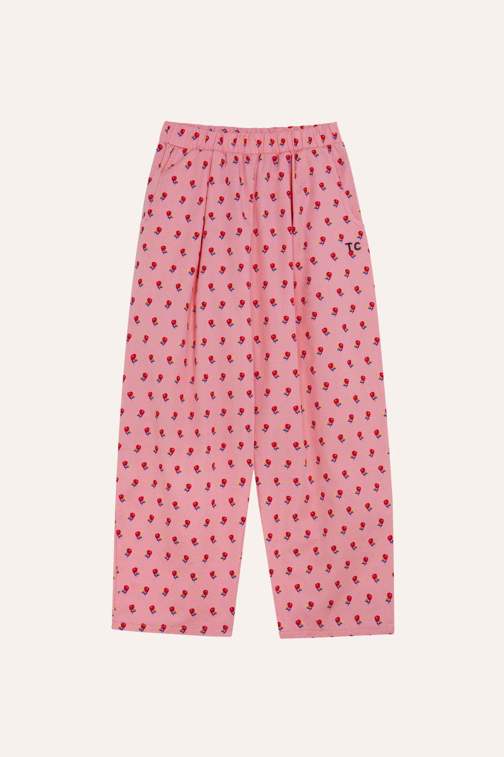 Pantalon rose à fleurs