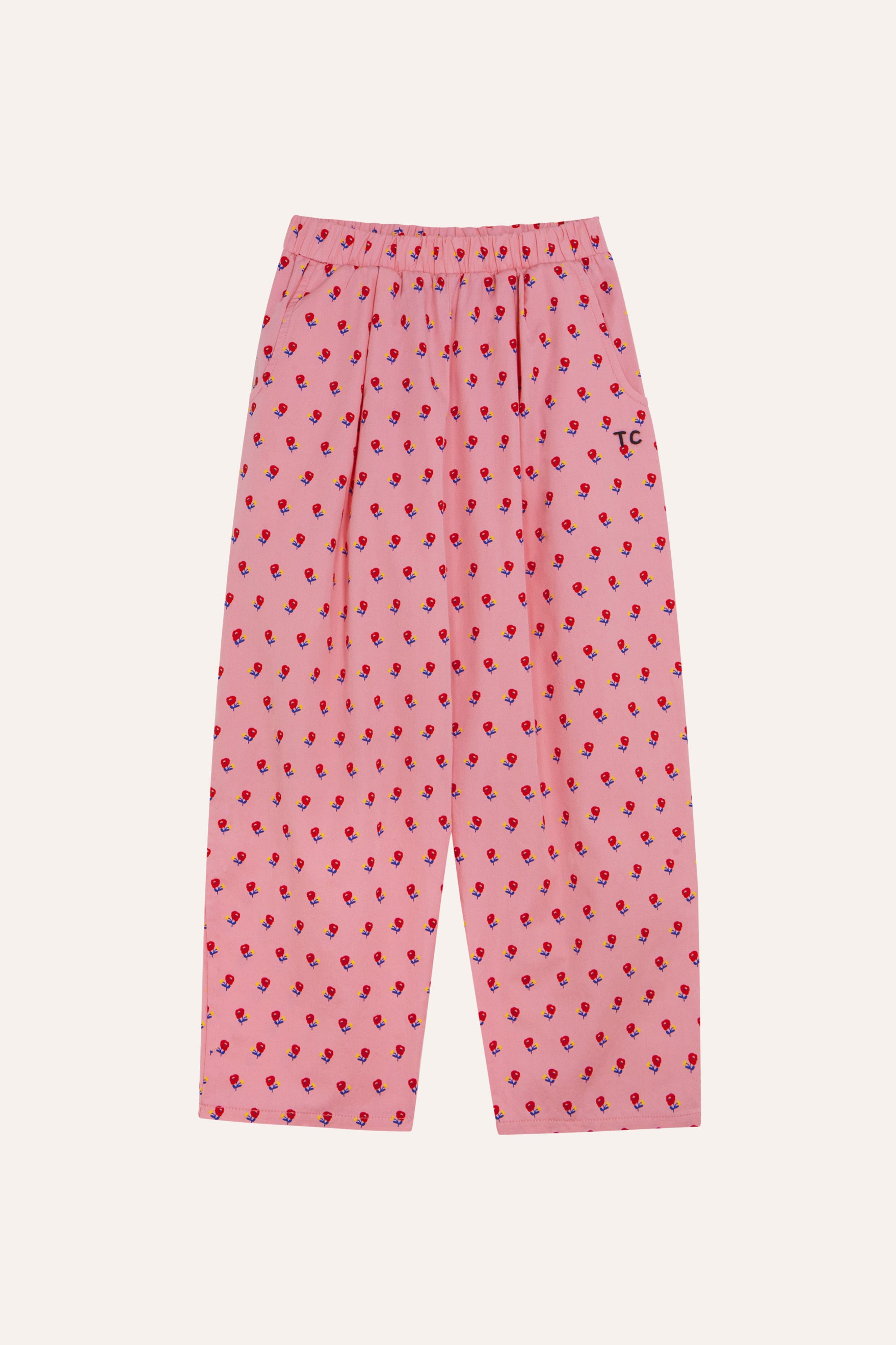 Pantalon rose à fleurs