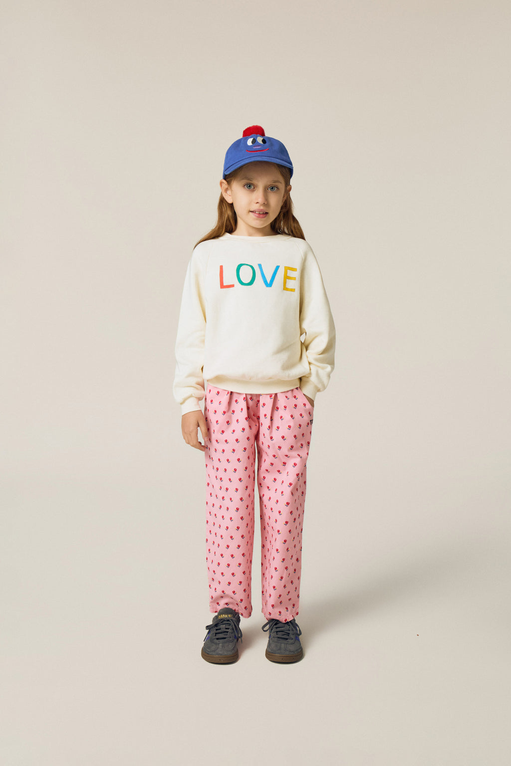 Pantalon rose à fleurs