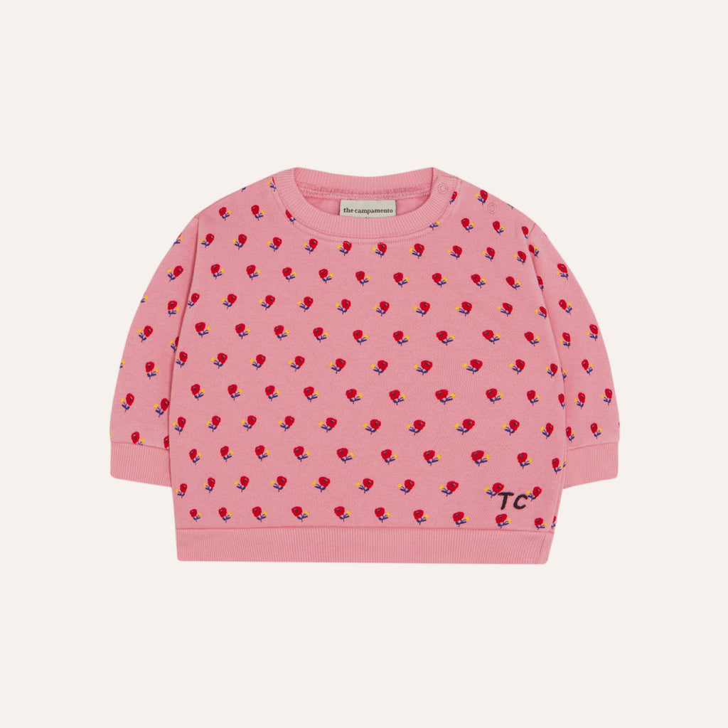 Sweat bébé à fleurs roses