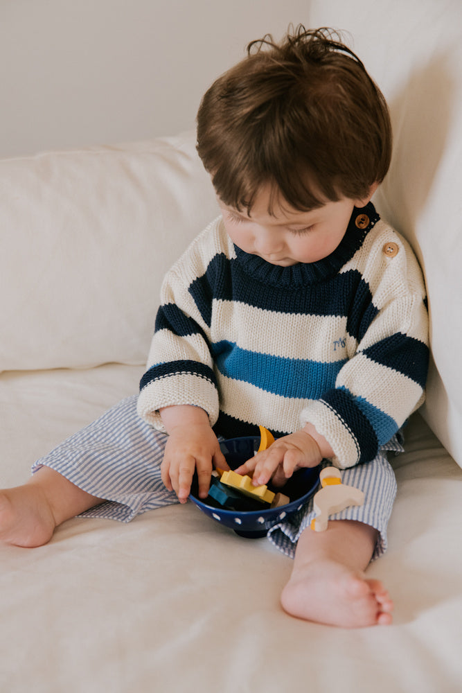 Pantalon Bébé Almond Rayé Bleu Vista