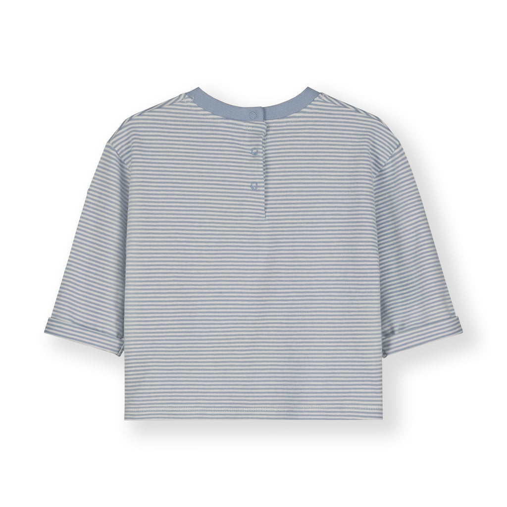 Long-sleeve baby T-shirt with pocket, Stone Grey/Cream