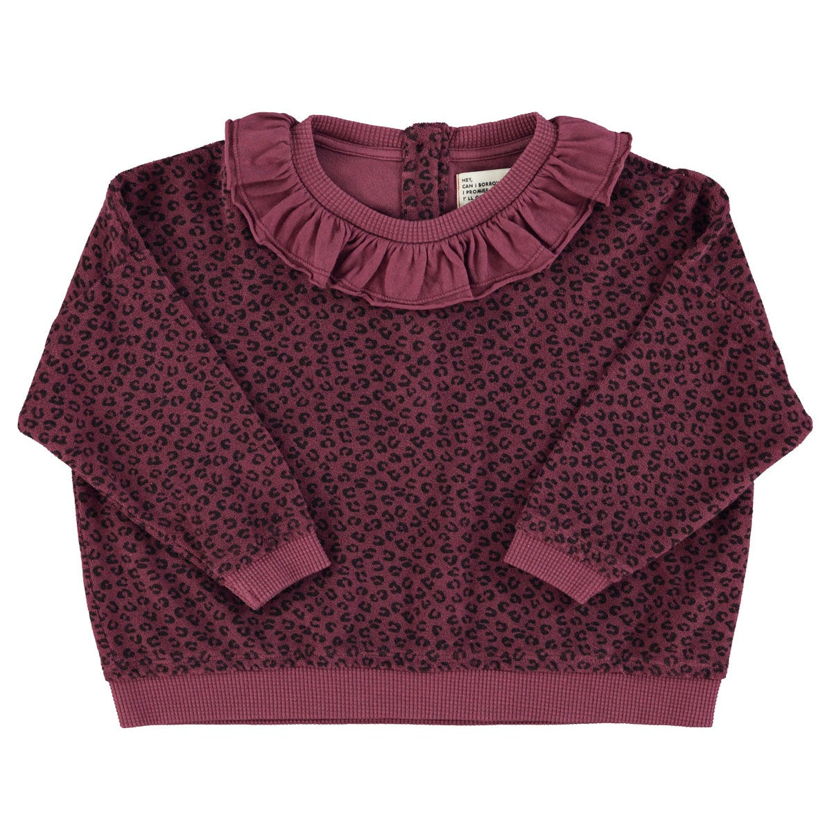 Cotton sweatshirt Eggplant sponge with animal print