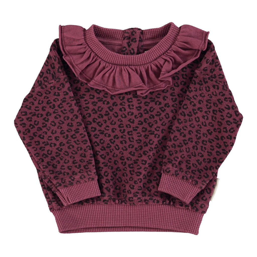 Baby cotton sweatshirt eggplant sponge with animal print