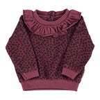 Baby cotton sweatshirt eggplant sponge with animal print