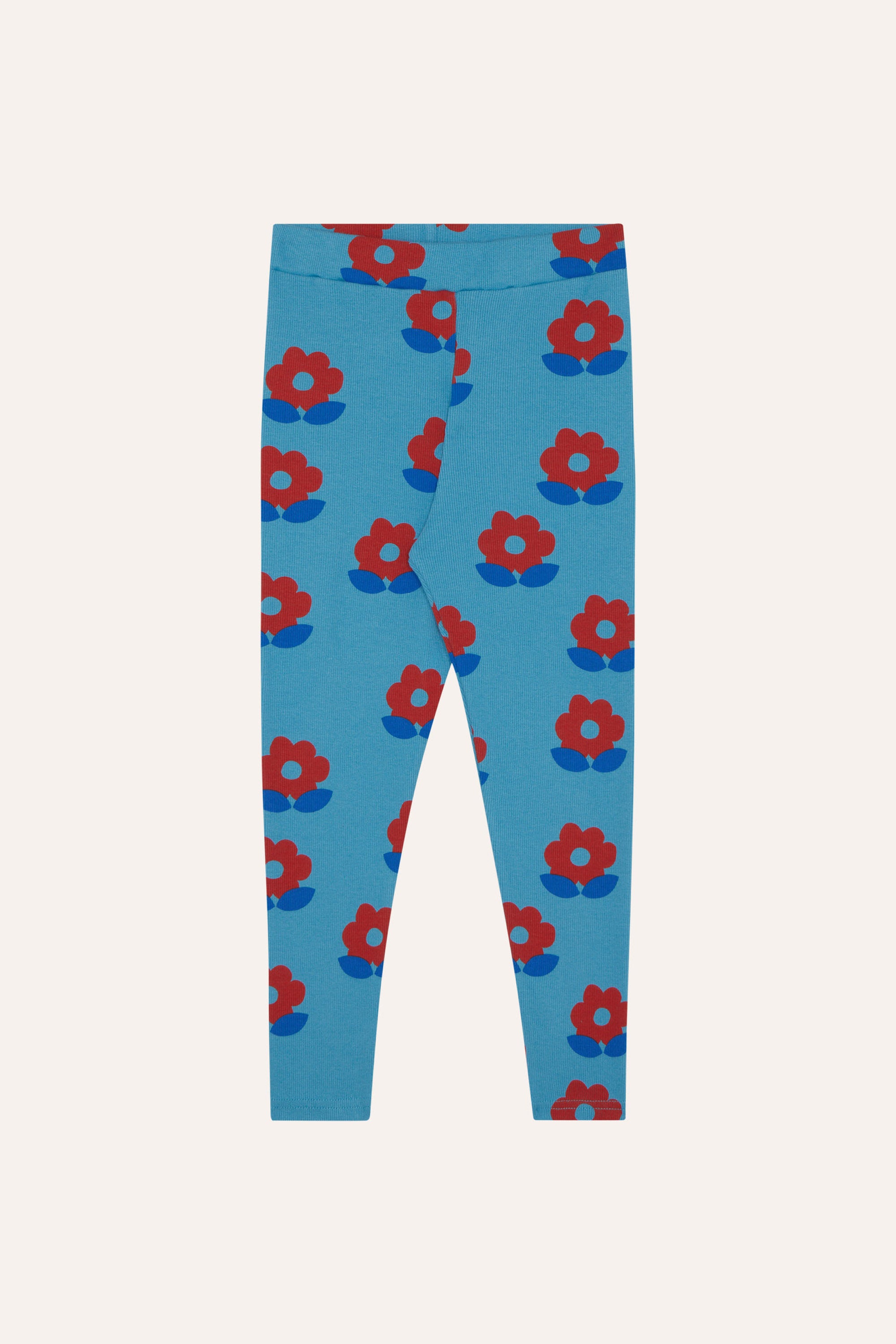 Leggings with Red Flowers Print 