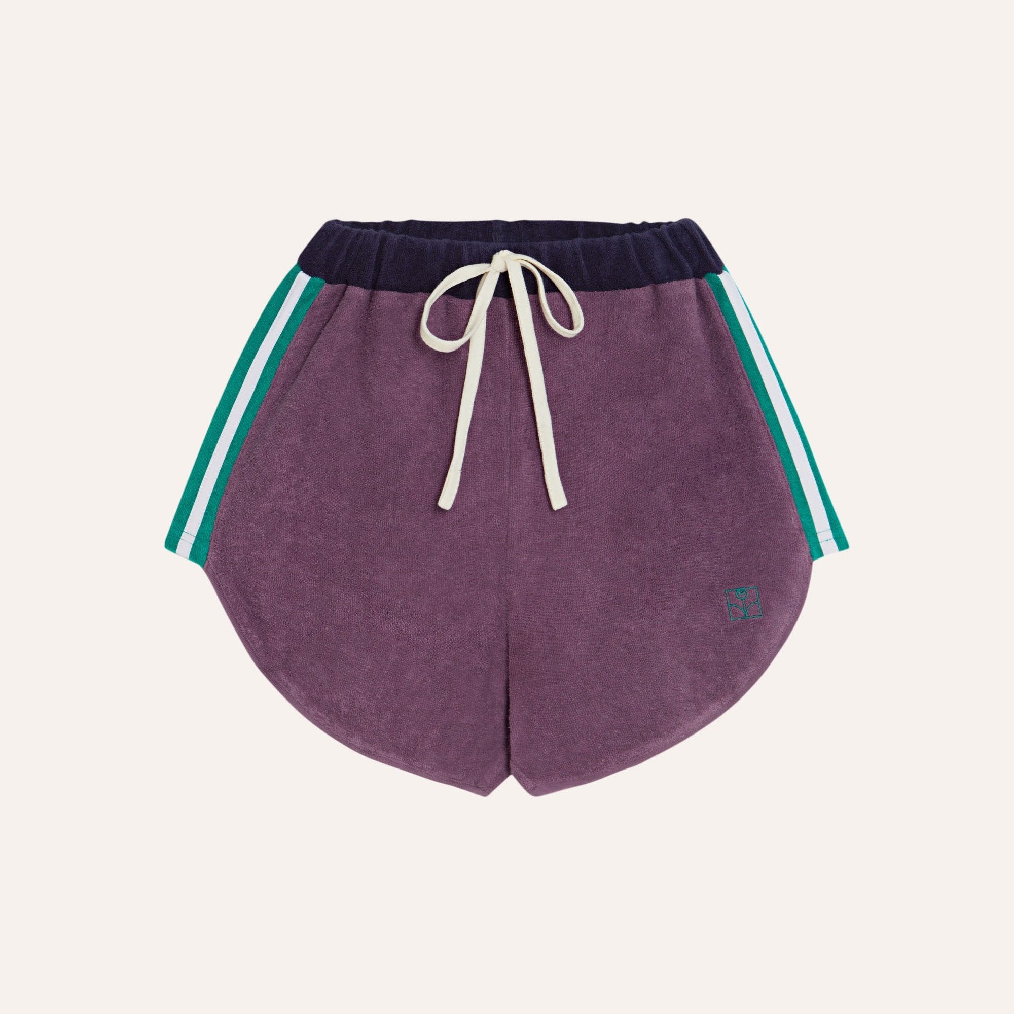Purple children's shorts with colored edges