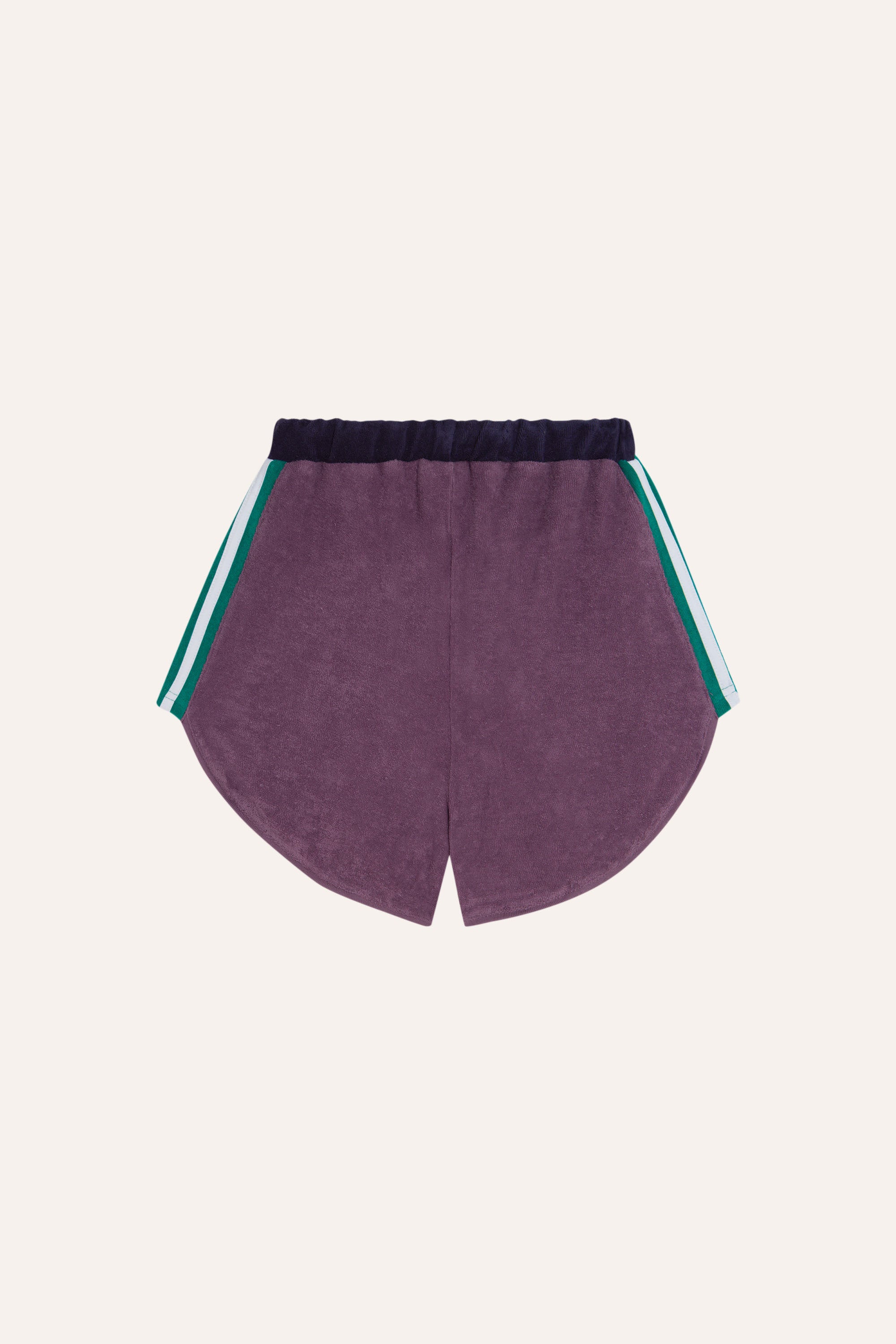 Purple children's shorts with colored edges