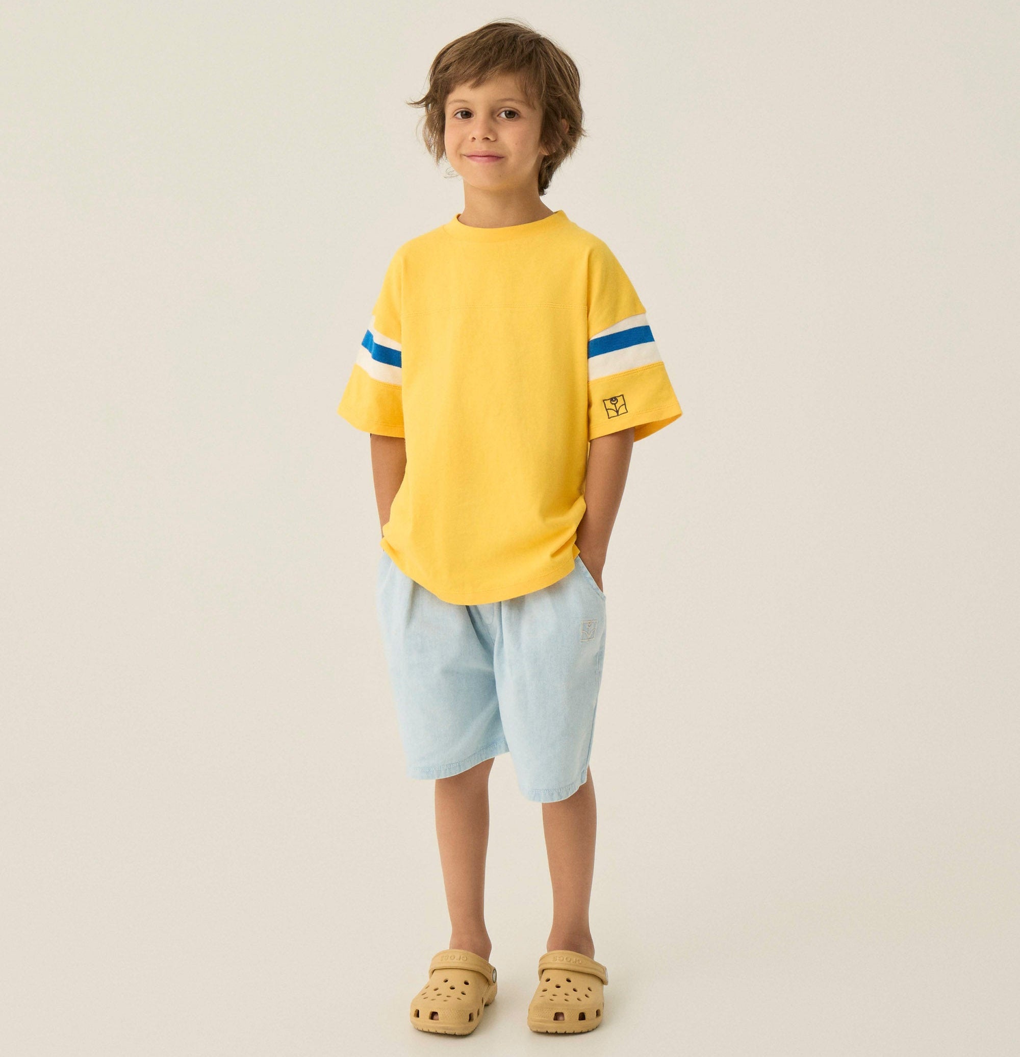 T-shirt à Bandes Bicolores Jaunes