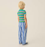 Pantalon Délavé à Rayures Bleues