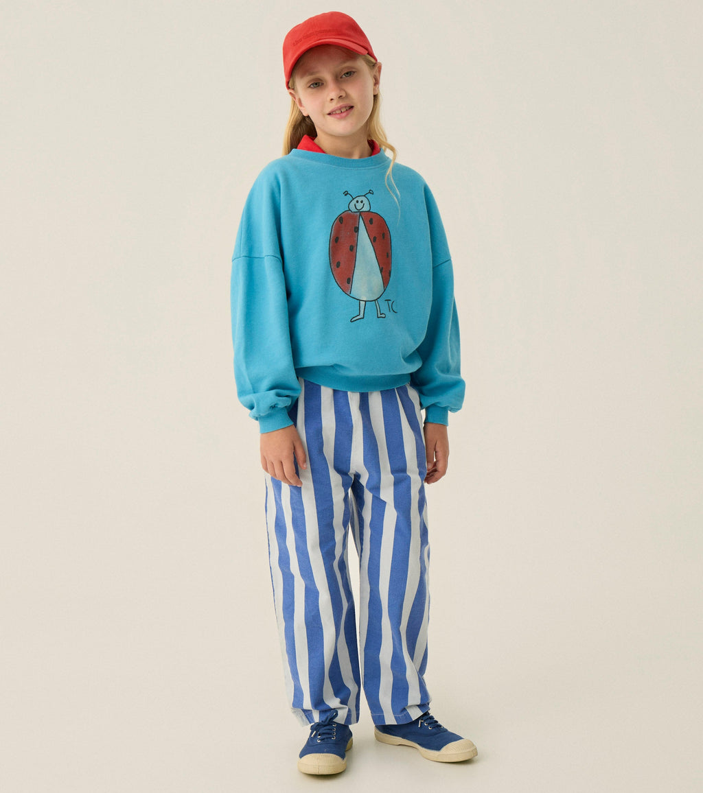 Pantalon Délavé à Rayures Bleues