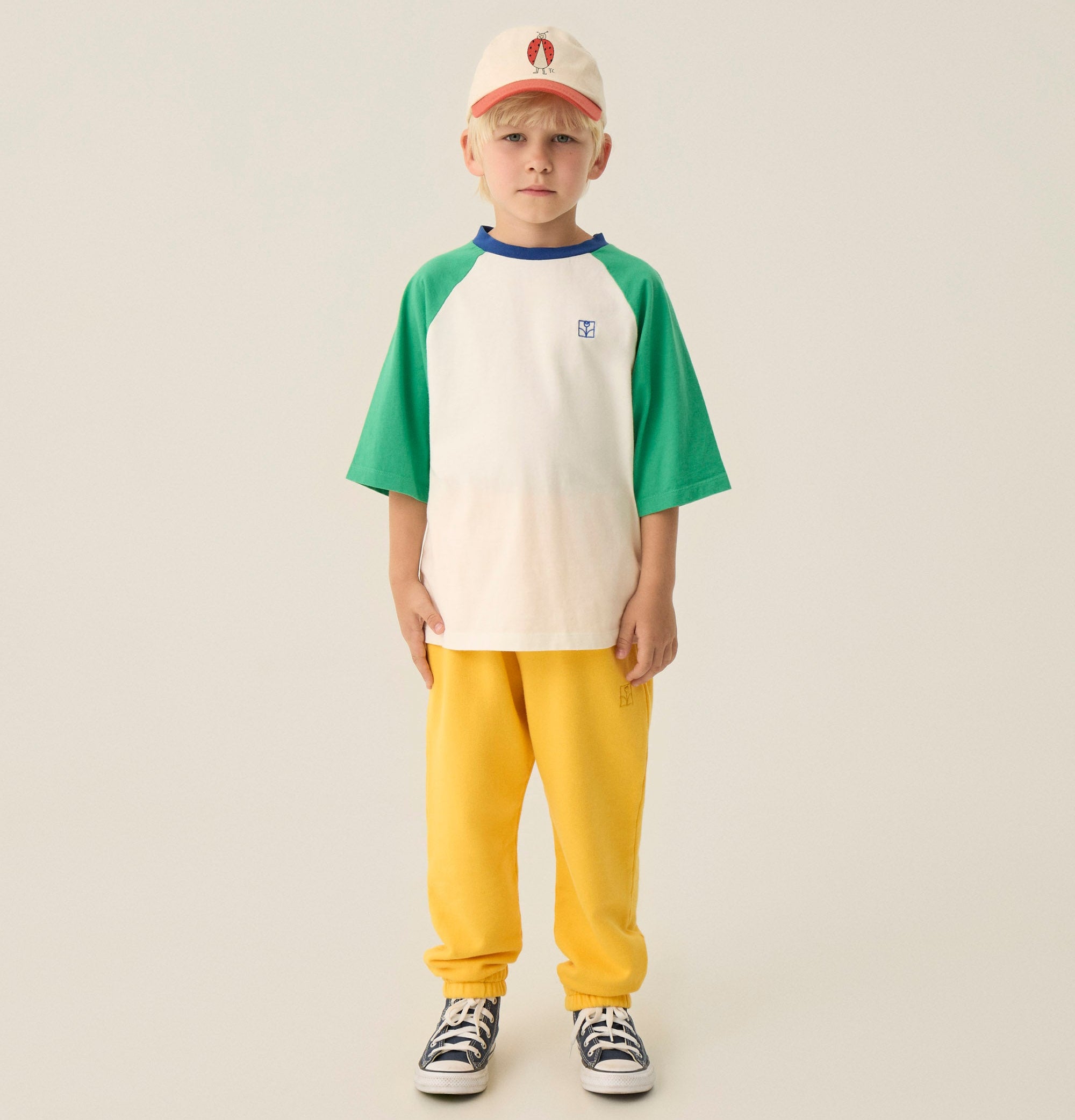 T-shirt à Blocs de Couleur Verts