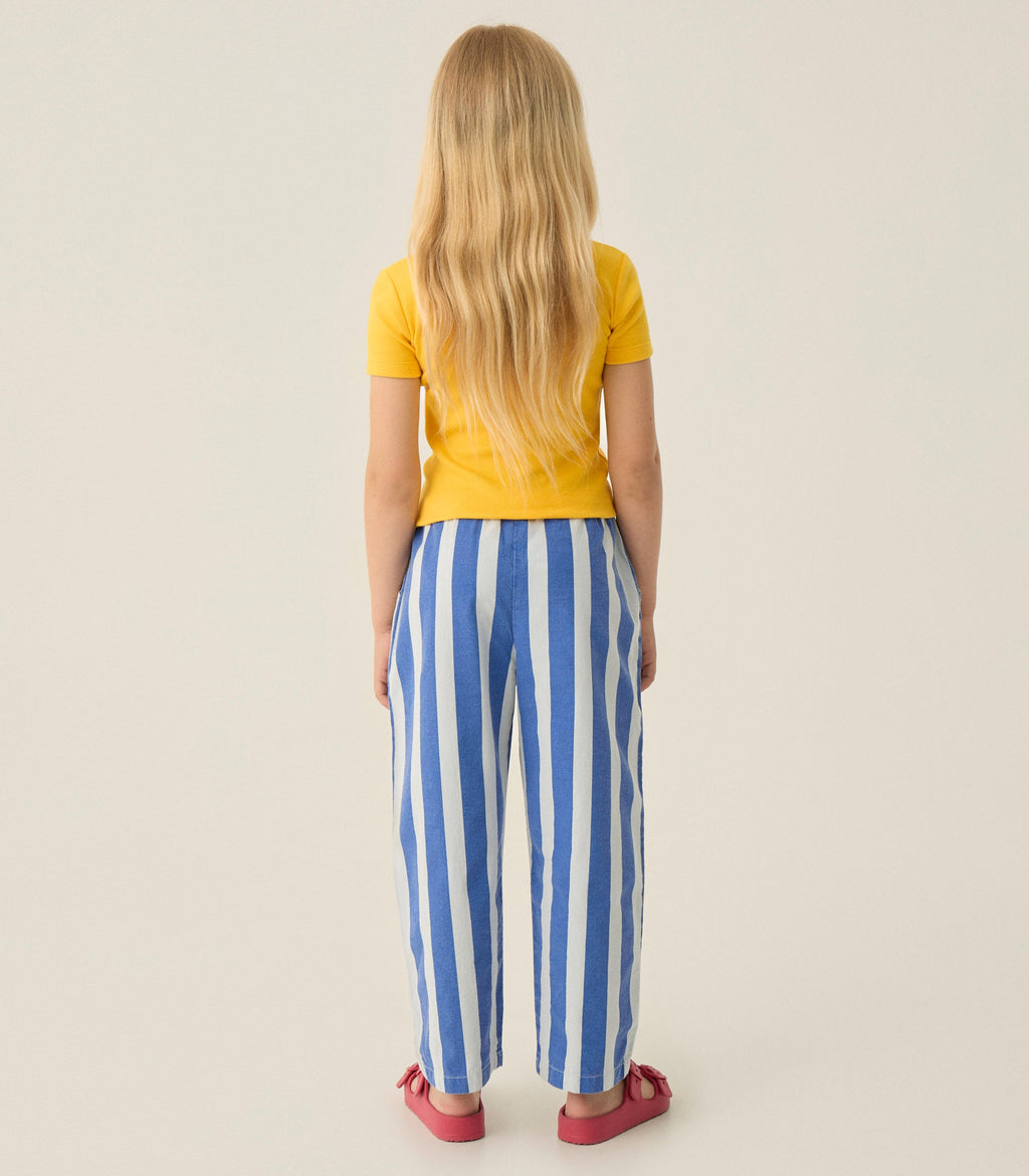 Pantalon Délavé à Rayures Bleues