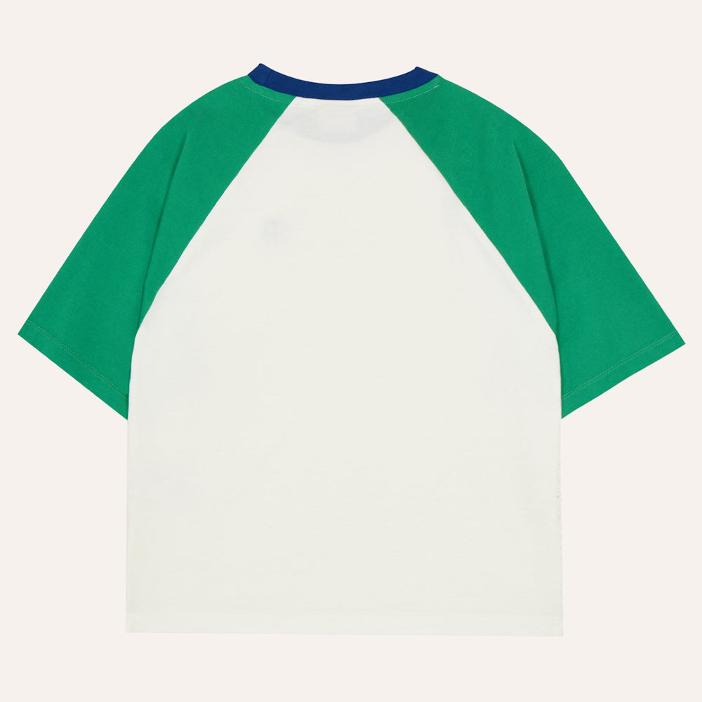 T-shirt à Blocs de Couleur Verts