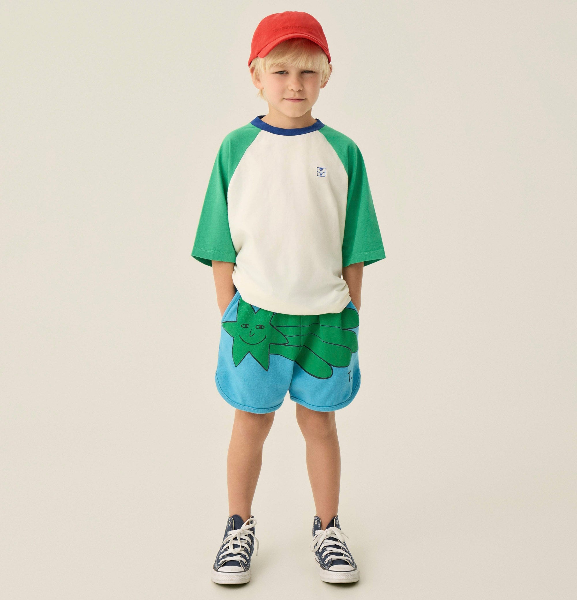 T-shirt à Blocs de Couleur Verts